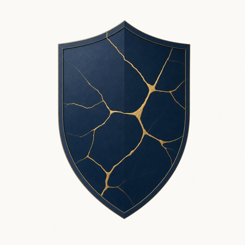 金継ぎで修復された盾のイラスト